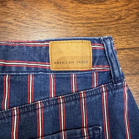 American Eagle, red and white striped denim miniskirt size 10 - Picture 4 of 9